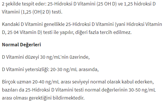 D Vitamini tahlili ücreti